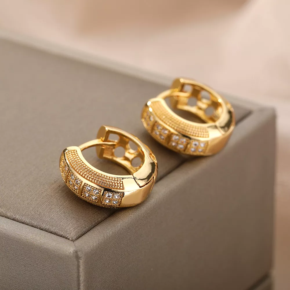 Cubic Zirconia Round Hoop Earrings - Image 2