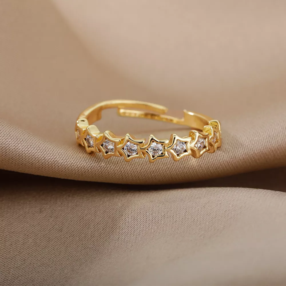 Adjustable Korean Zircon Star Crystal Ring - Image 6