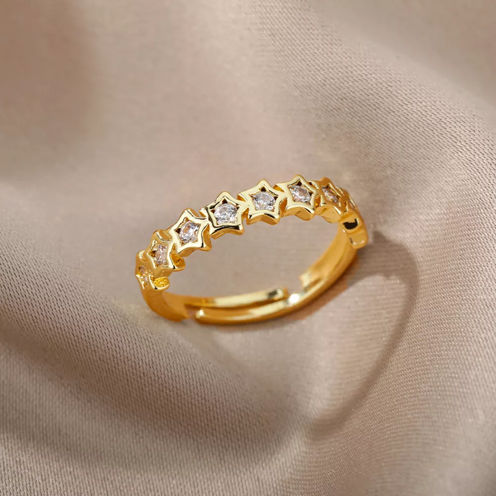 Adjustable Korean Zircon Star Crystal Ring - Image 2