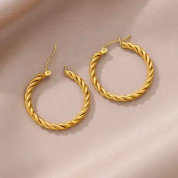 Trendy Twisted Stainless Steel Hoop Earrings