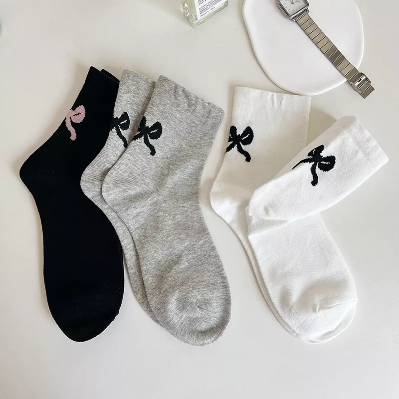 Women’s Summer Thin Cotton Mid-Tube Socks with Bow – Casual Streetwear - Image 7
