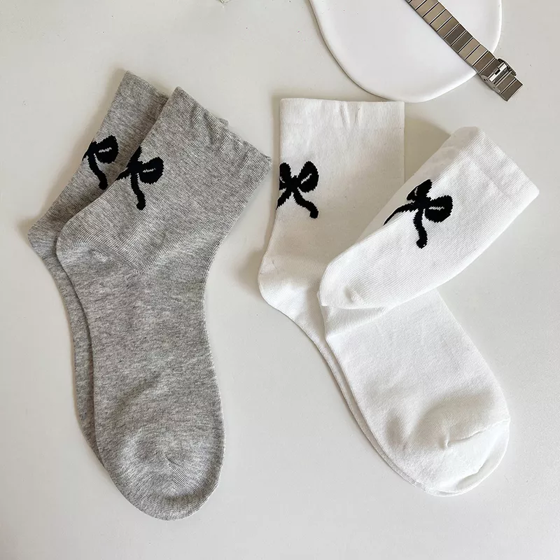 Women’s Summer Thin Cotton Mid-Tube Socks with Bow – Casual Streetwear - Image 5