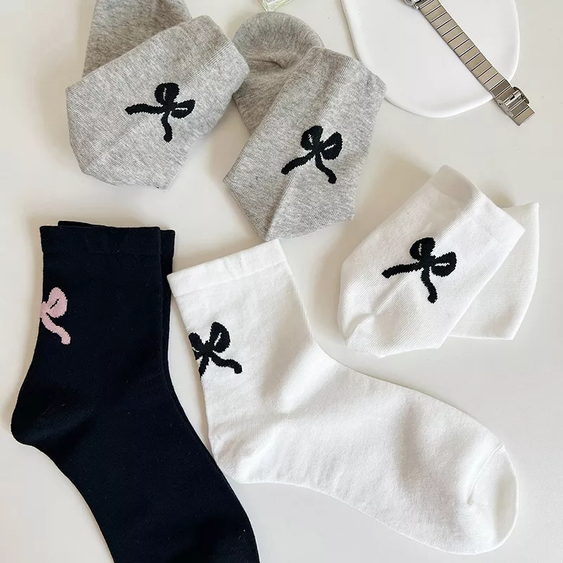Women’s Summer Thin Cotton Mid-Tube Socks with Bow – Casual Streetwear - Image 6