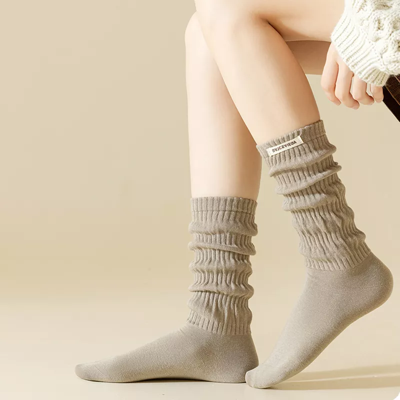 Chic Pleated Mid-Calf Socks - Image 3