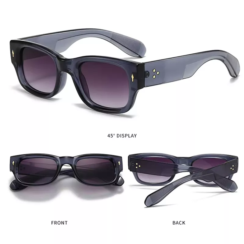 Square Candy Color Sunglasses with Rivets - Image 6