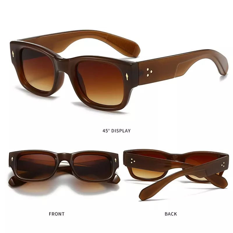 Square Candy Color Sunglasses with Rivets - Image 5