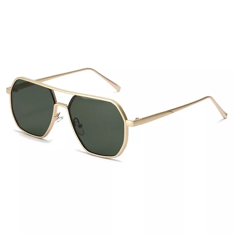 Retro Double Bridge Polygon Square Sunglasses