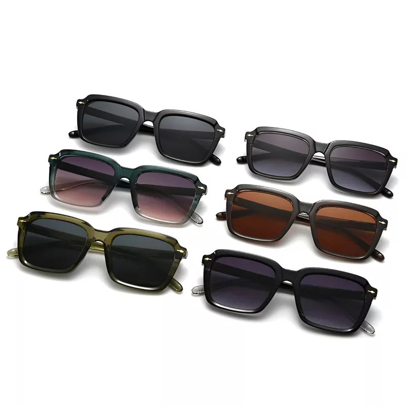 Vintage Square Gradient Sunglasses with Rivets