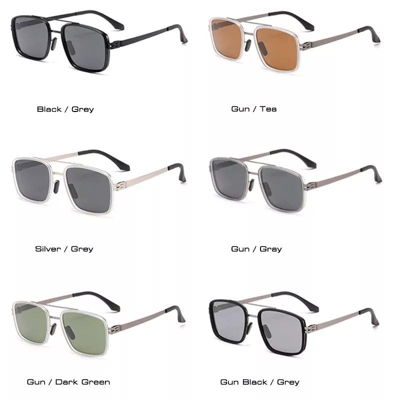Retro Double Bridge Square Sunglasses UV400 Protection - Image 5