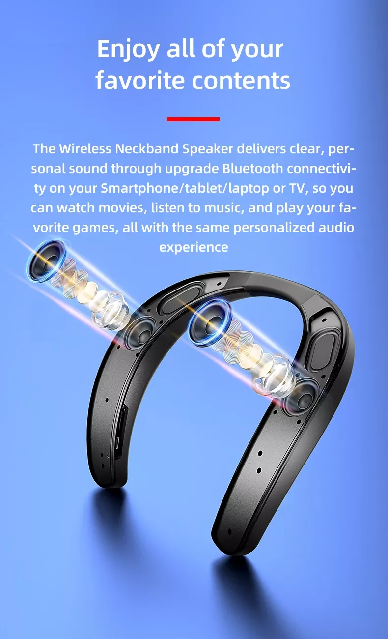 Wireless Wearable Neckband Speaker with Enhanced Bass & Hands-Free Calls - Image 3