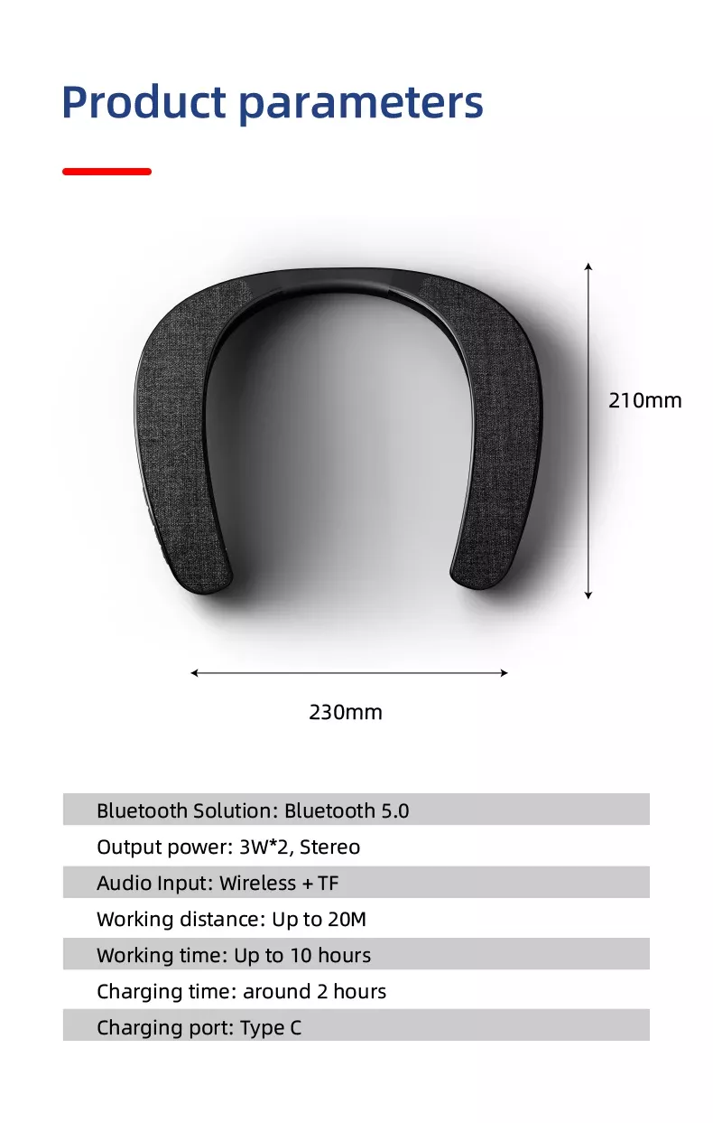 Wireless Wearable Neckband Speaker with Enhanced Bass & Hands-Free Calls - Image 9