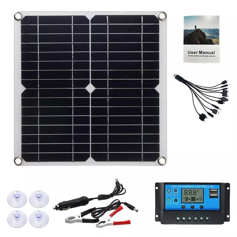 100W Solar Panel with Dual USB and Controller – Portable Outdoor Solar Charger - Image 4
