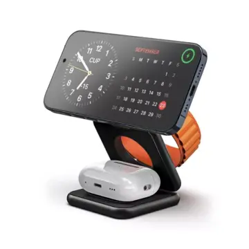 3-in-1 Foldable Magnetic Wireless Charging Stand for iPhone, Apple Watch, and AirPods
