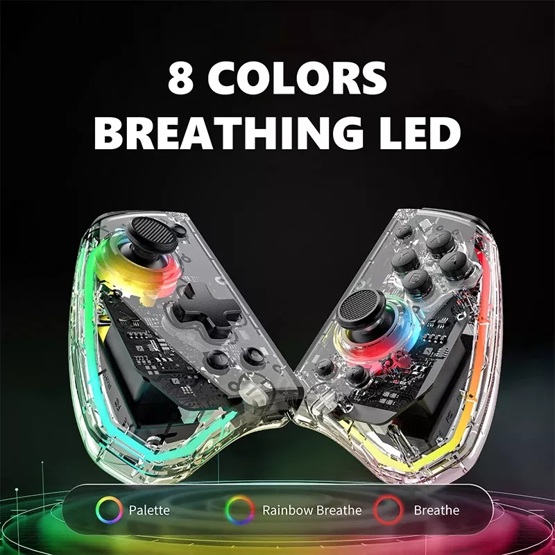 Transparent Wireless Joypad with 8 Color LED for Nintendo Switch & Lite - Image 4