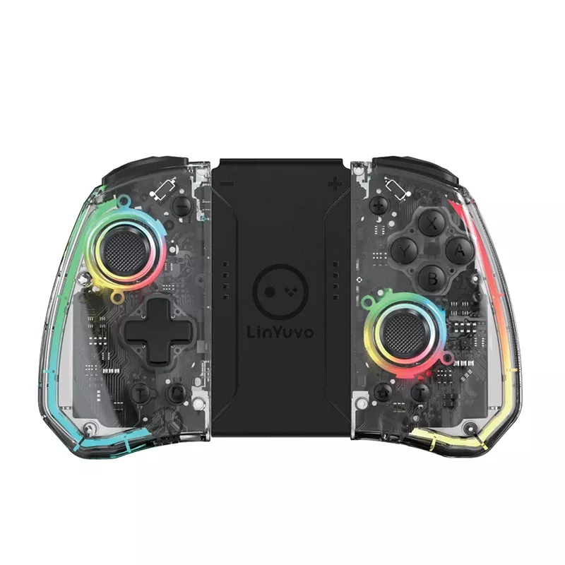 Transparent Wireless Joypad with 8 Color LED for Nintendo Switch & Lite