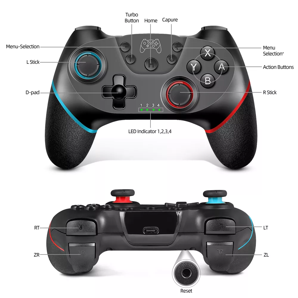 Wireless Controller for Switch with 6-Axis, Turbo, and Ergonomic Gamepad Design - Image 5