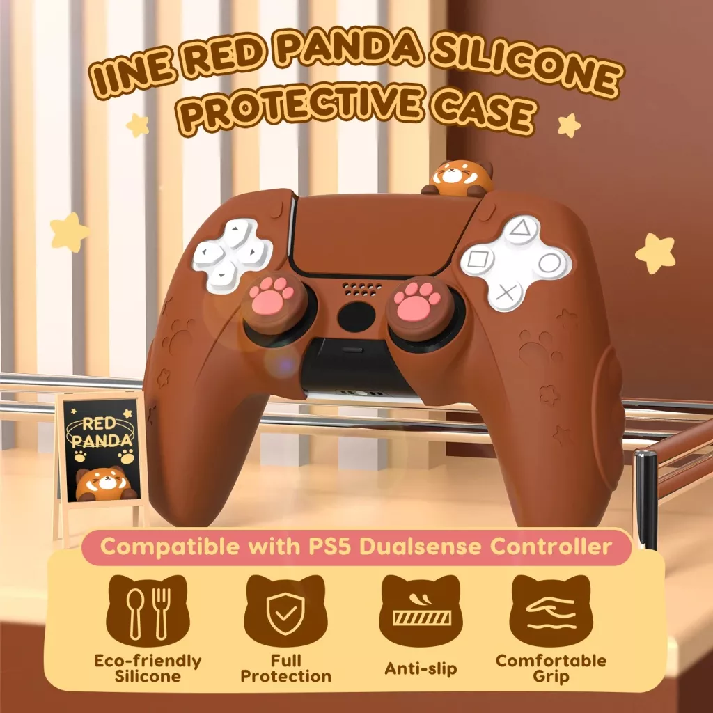 Red Panda Silicone Protective Case for PS5 Controller - Image 2