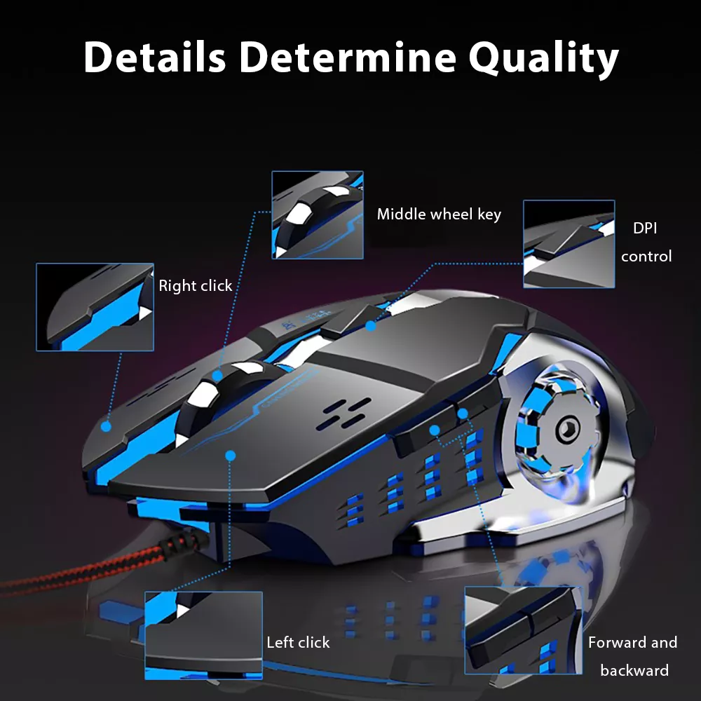 Wired Gaming and Office Mouse with Adjustable DPI and RGB Lightin - Image 3
