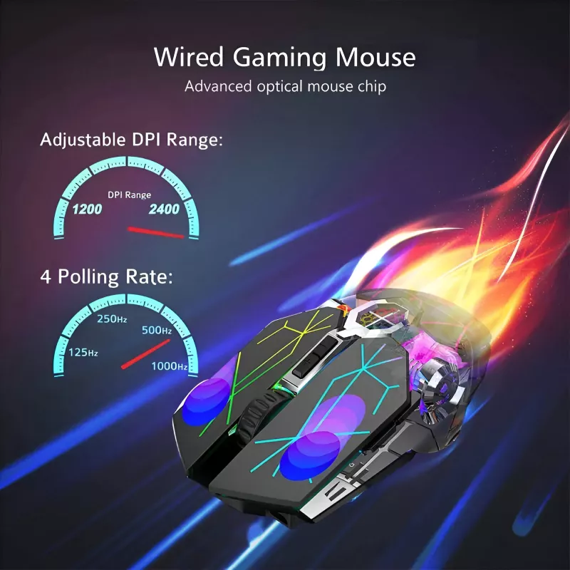 Wireless Gaming Mouse with Rechargeable Battery, RGB Lights, Adjustable DPI - Image 4