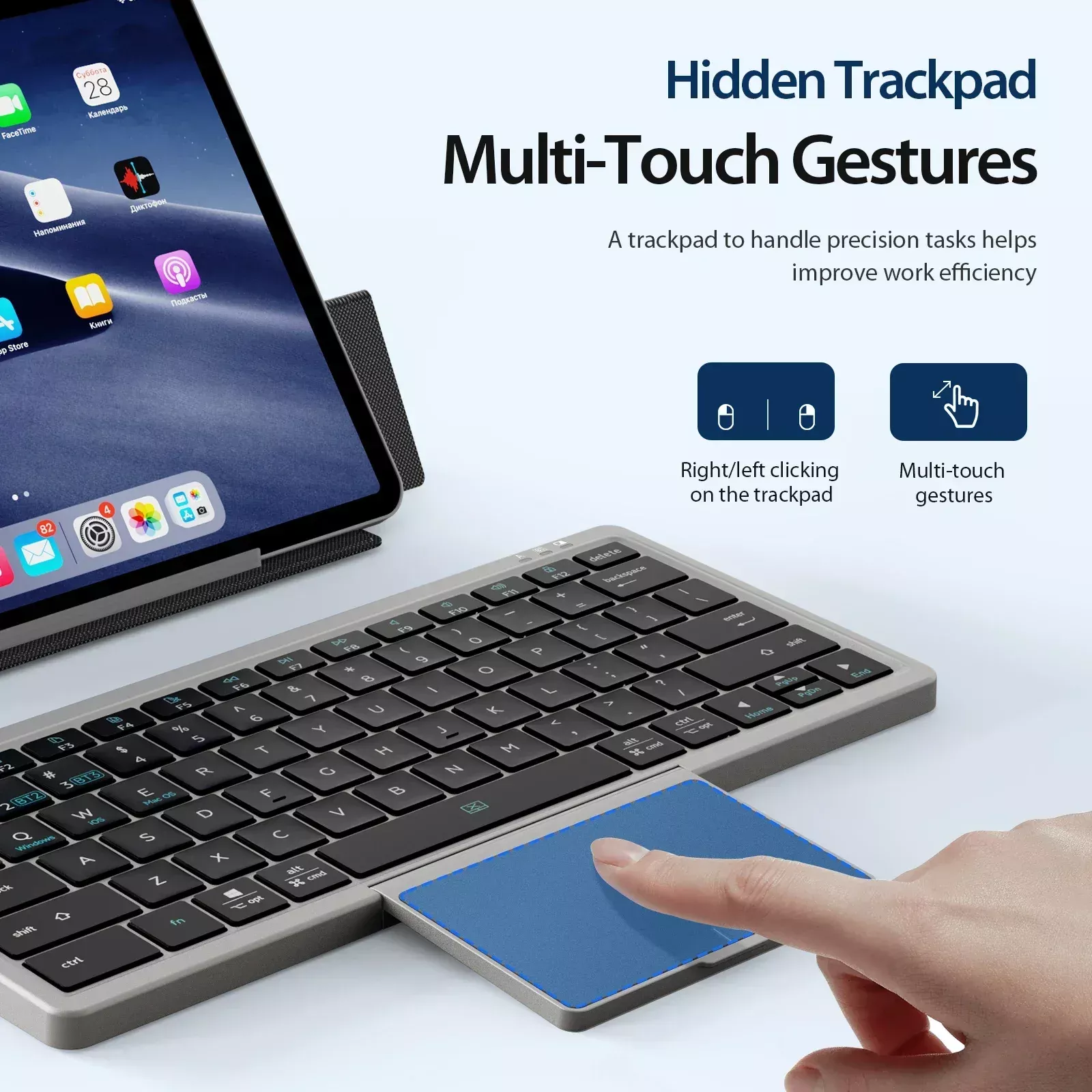 Magic Bluetooth Keyboard with Touch Pad for iPad Pro, iPad Air, and Tablets - Image 4