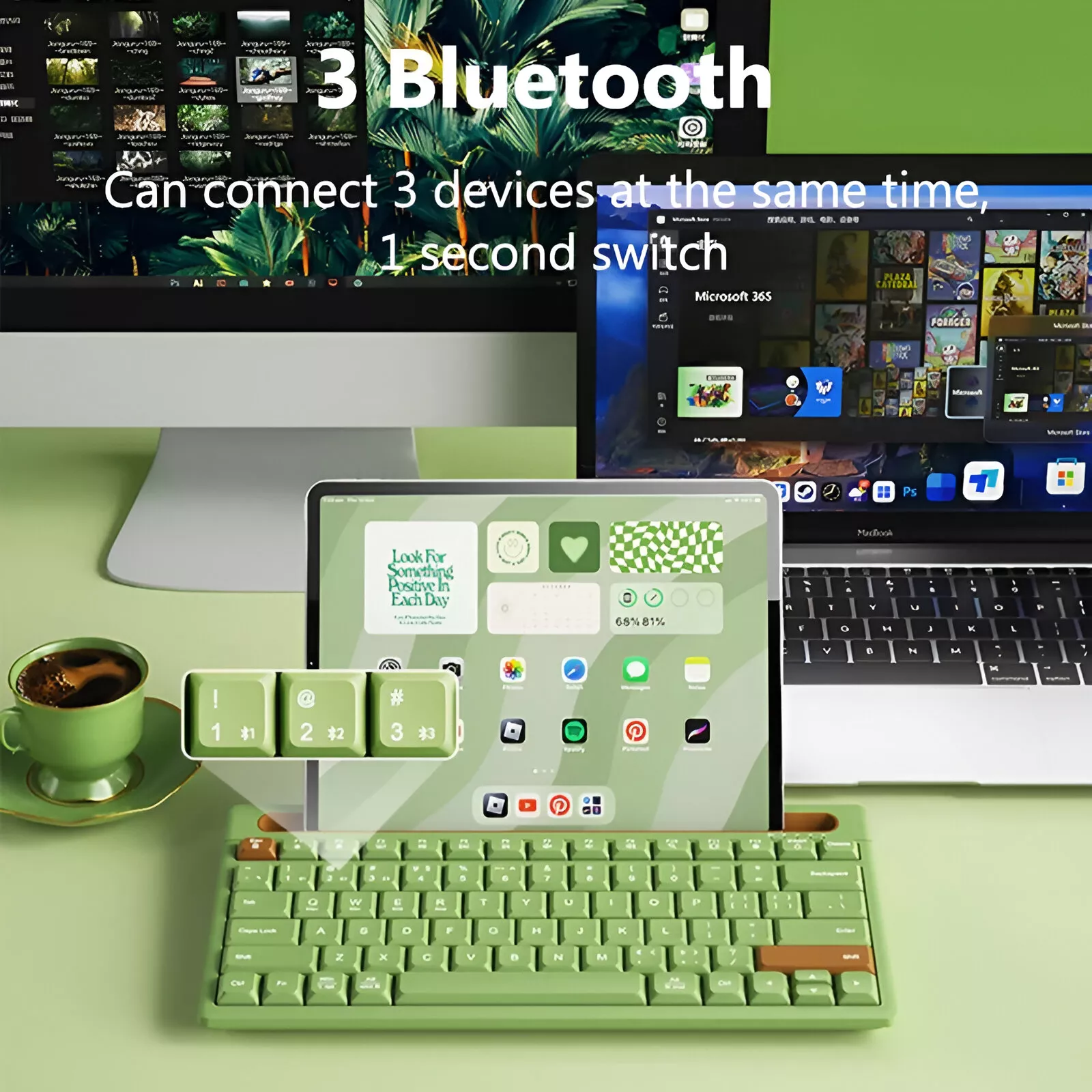 Bluetooth Wireless Keyboard and Mouse Set for iPad, Tablet, PC, and Gaming - Image 3
