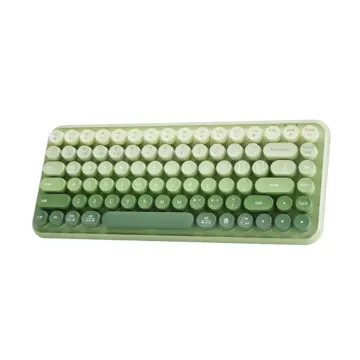 Compact Rechargeable Wireless Keyboard with Retro Round Keycaps