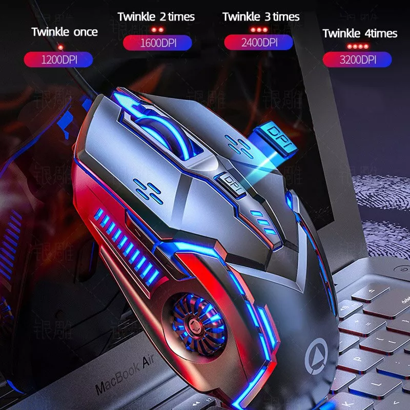 Six-Key Luminous Wired Gaming Mouse with Mute Function and Adjustable DPI - Image 5