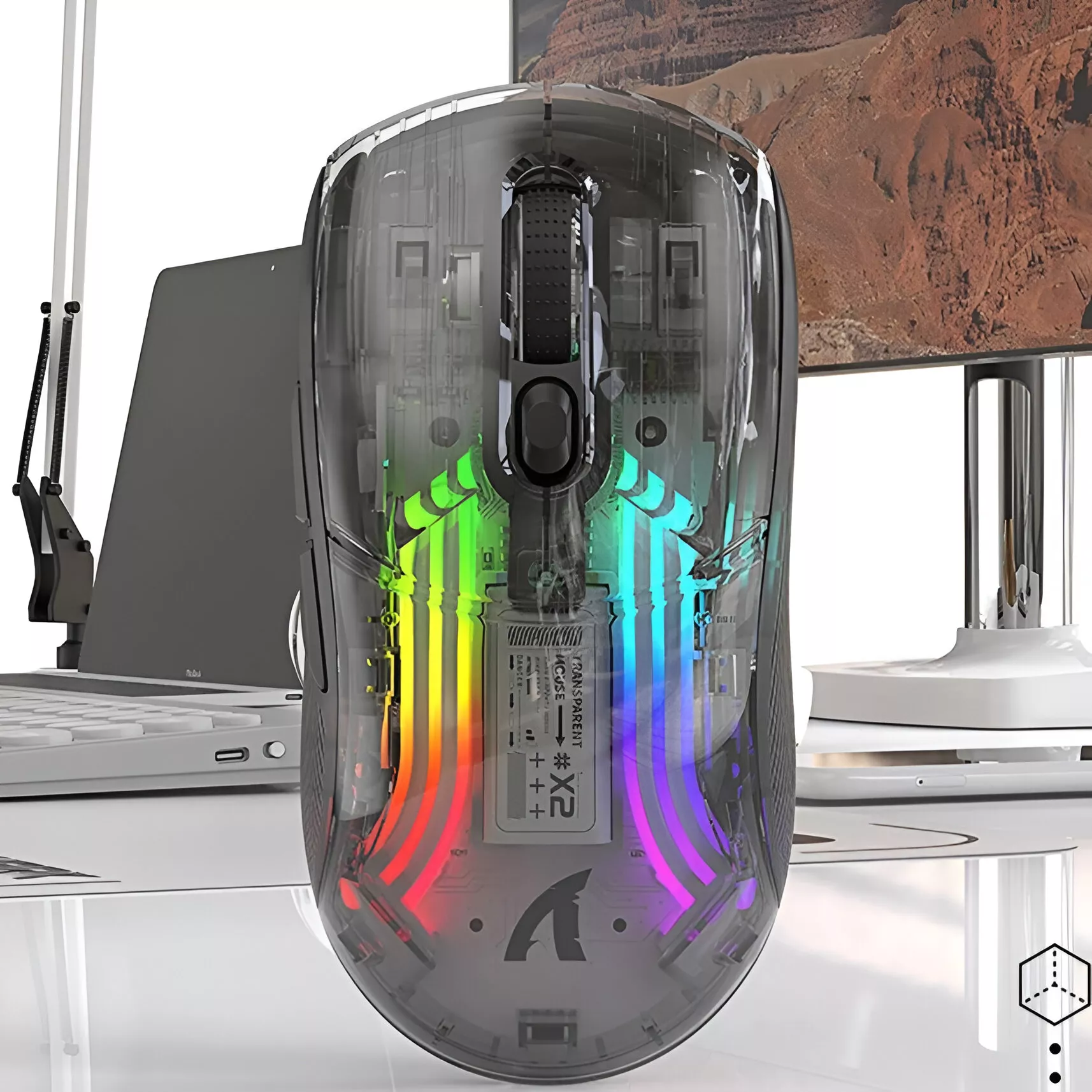 Transparent Wireless Gaming Mouse, Dual Mode 2.4G Bluetooth, RGB Backlit, 3D Control - Image 4