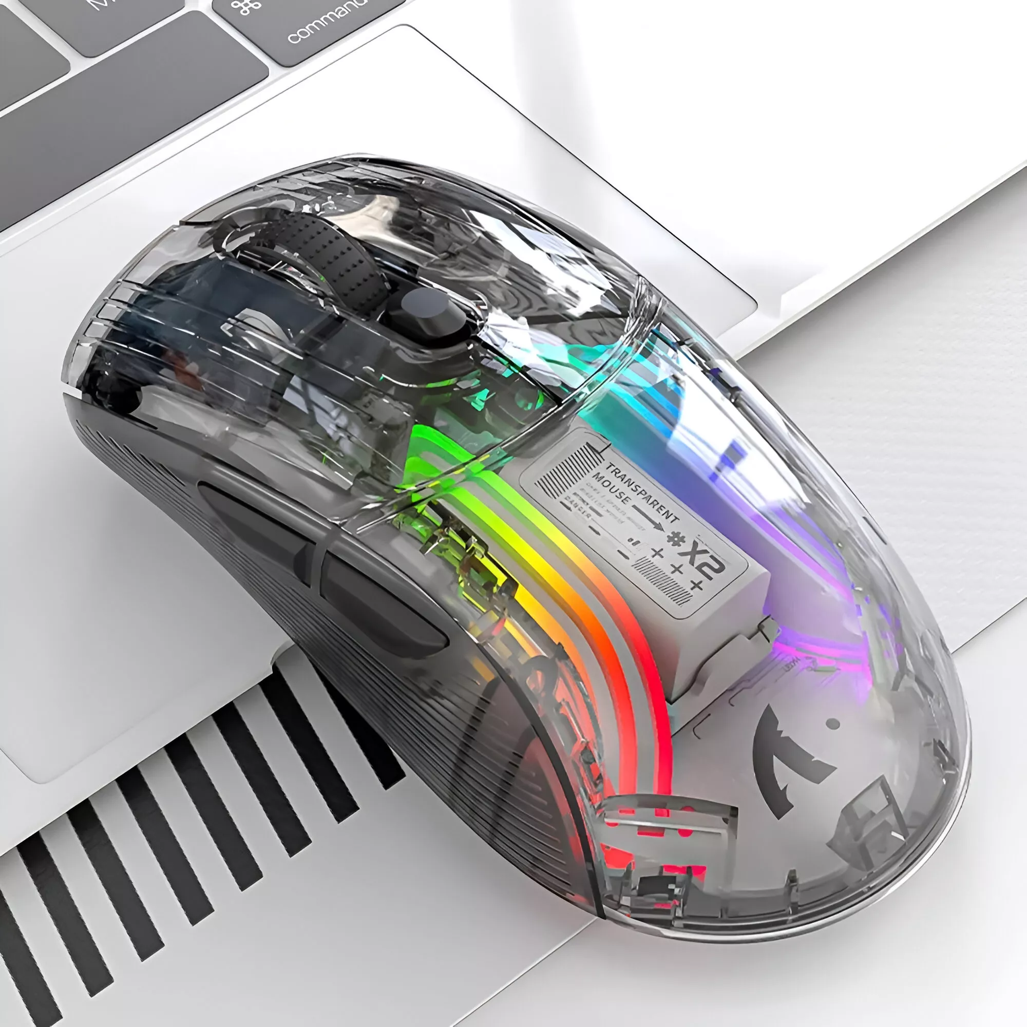Transparent Wireless Gaming Mouse, Dual Mode 2.4G Bluetooth, RGB Backlit, 3D Control - Image 2