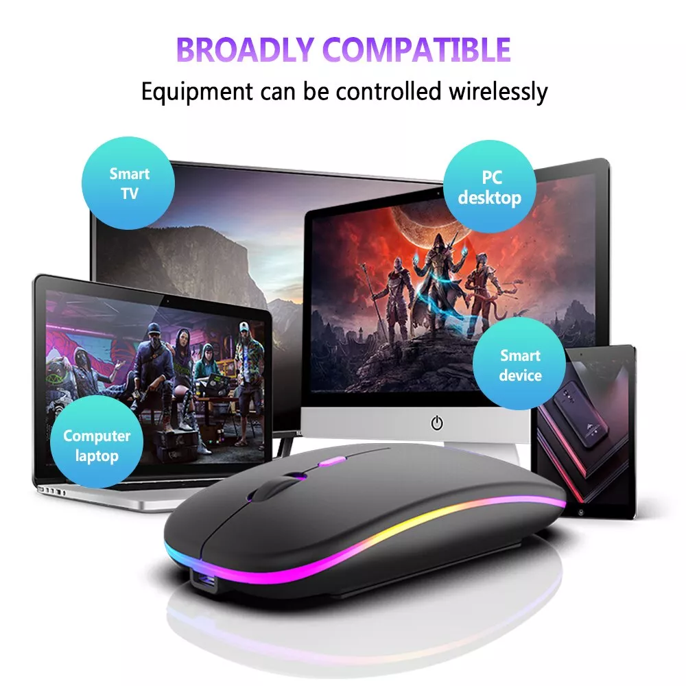 Dual-Mode Wireless Bluetooth Mouse, Rechargeable RGB, Silent Click for PC, iPad, Laptop - Image 7