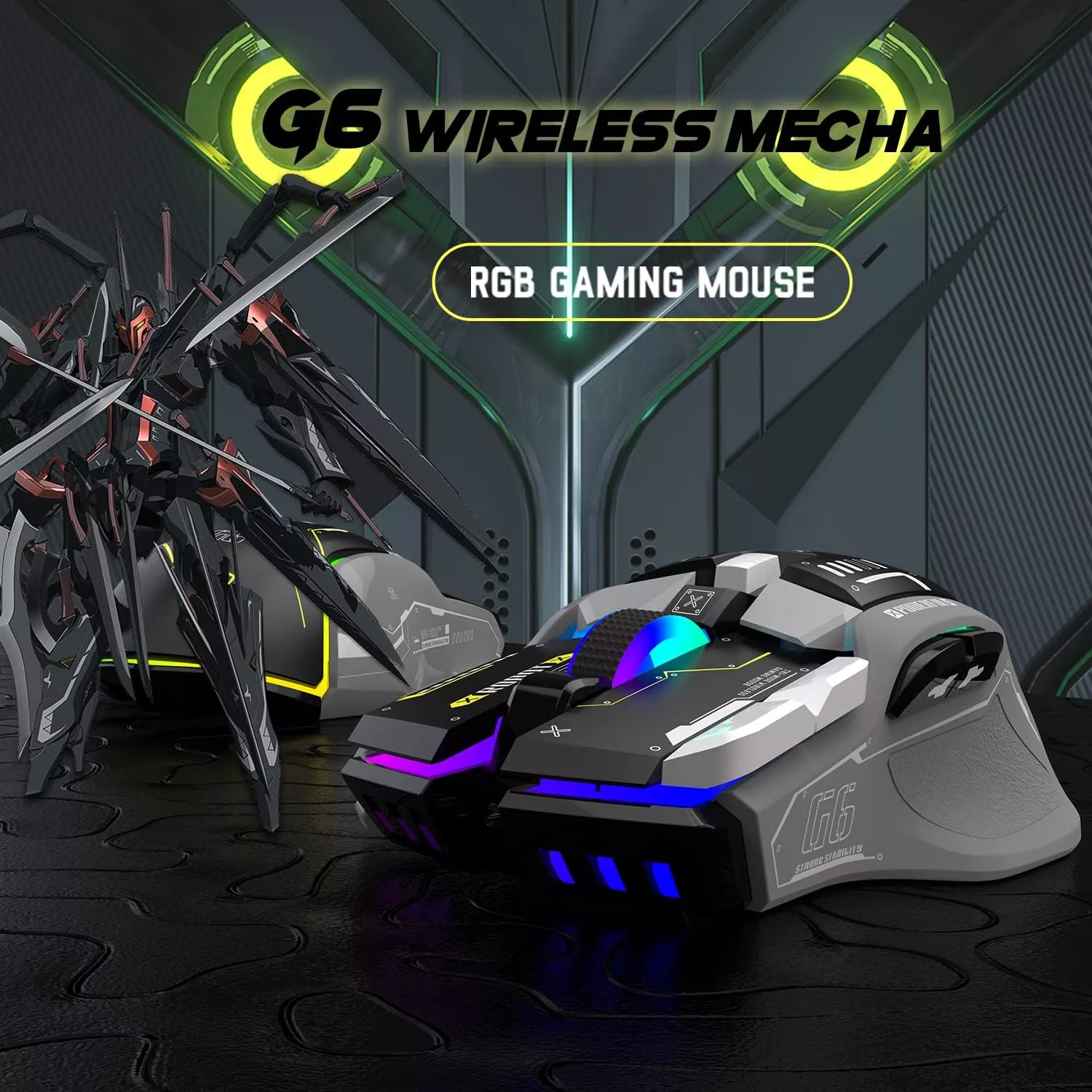 G6 Wireless Gaming Mouse, 3 Modes, 4000 DPI, 11 RGB Backlit, Silent, Rechargeable - Image 7