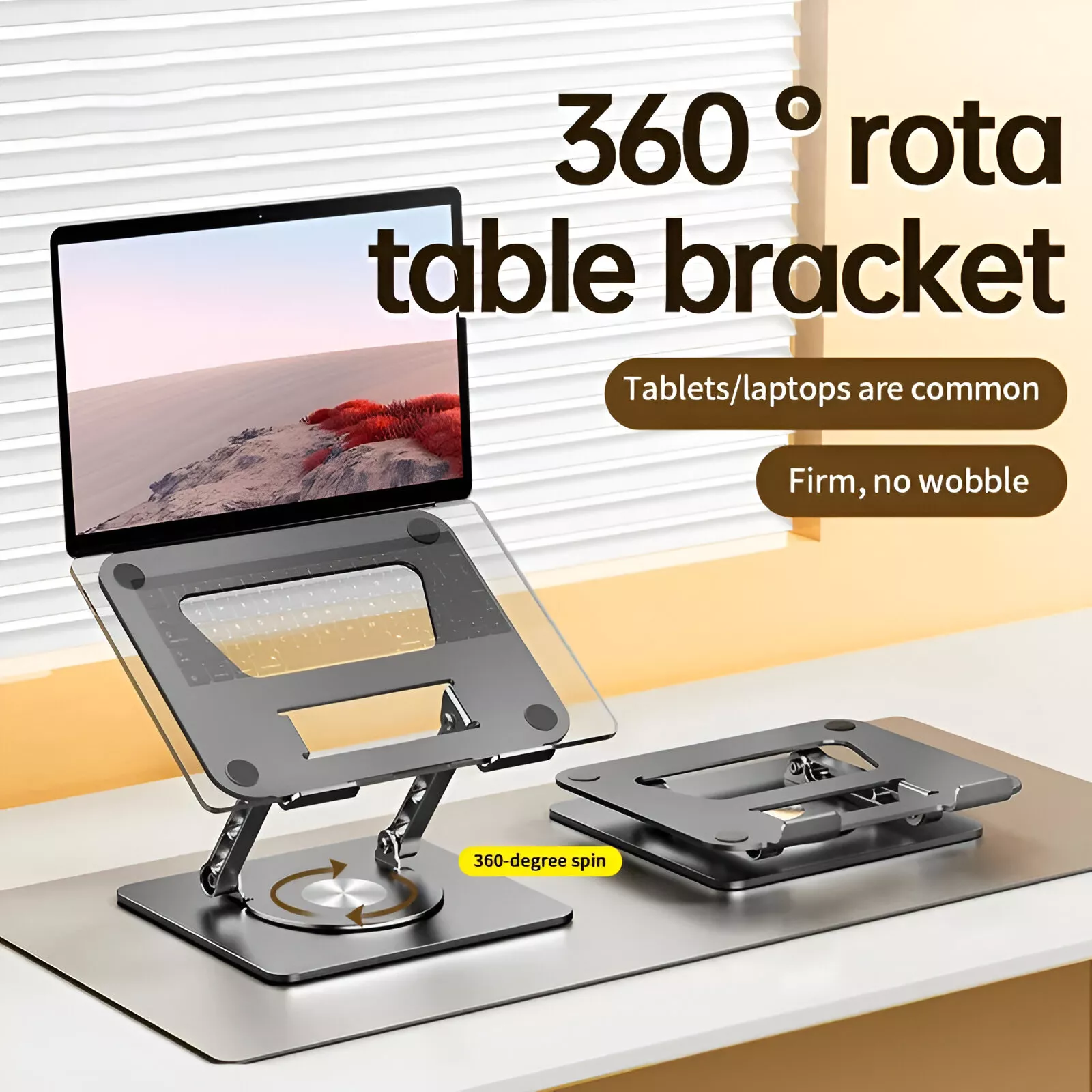 Foldable Aluminum Laptop Stand with Cooling Support for Laptops and Tablets - Image 2