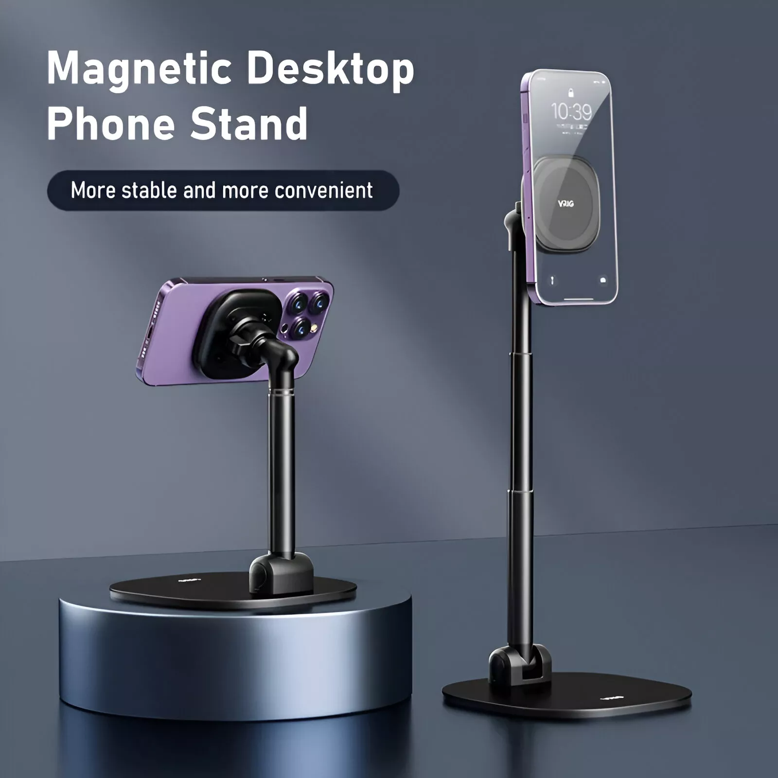 Adjustable Foldable Desktop Phone Stand with 360° Magnetic Mount - Image 2