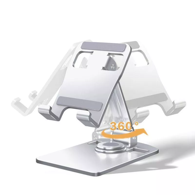Oatsbasf 360°Rotatable Aluminium Alloy Phone & Tablet Stand Holder Desktop Foldable Pad Support Bracket Portable Phone Holder