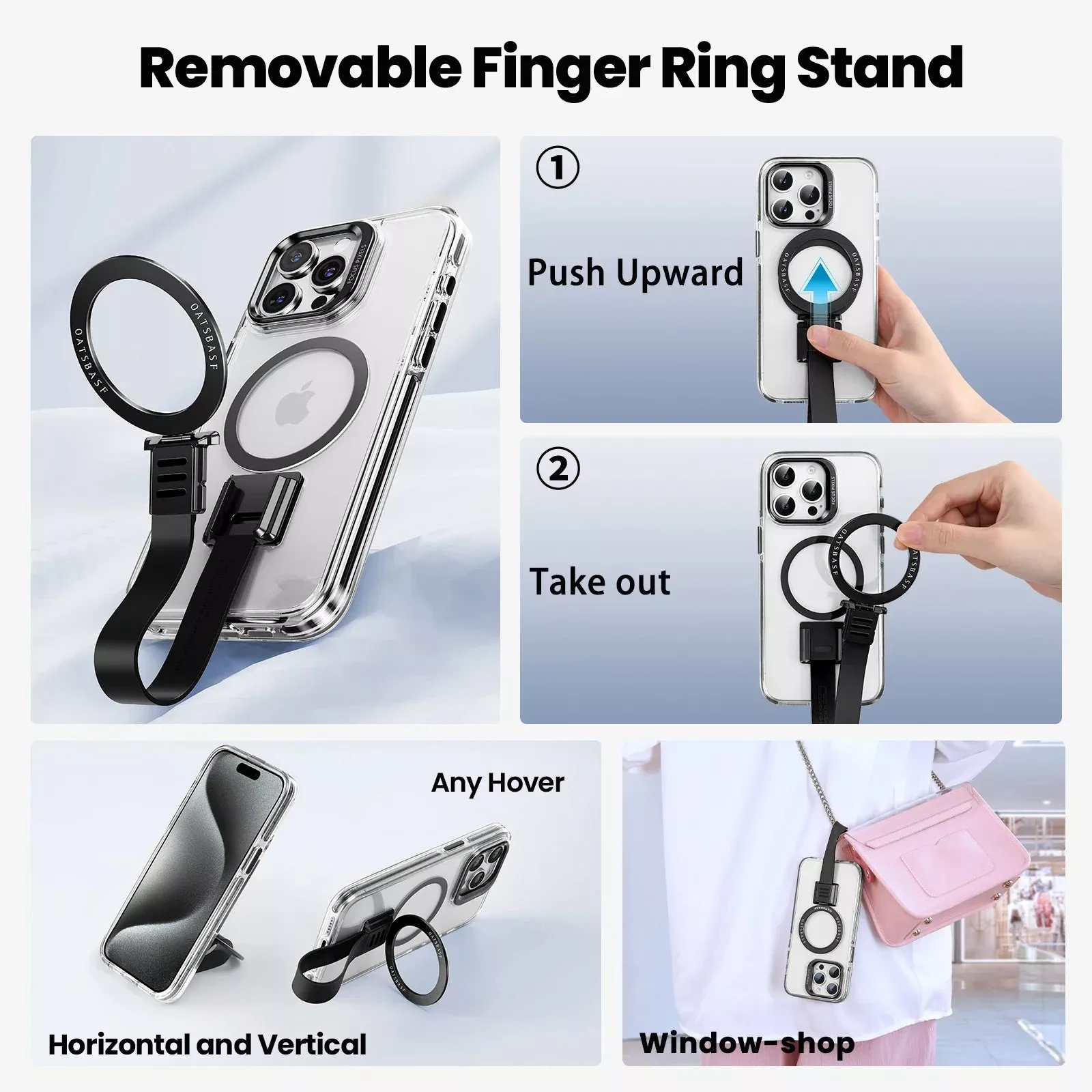 Magnetic iPhone Case with 360° Rotatable Ring Stand & Removable Lanyard - Image 3
