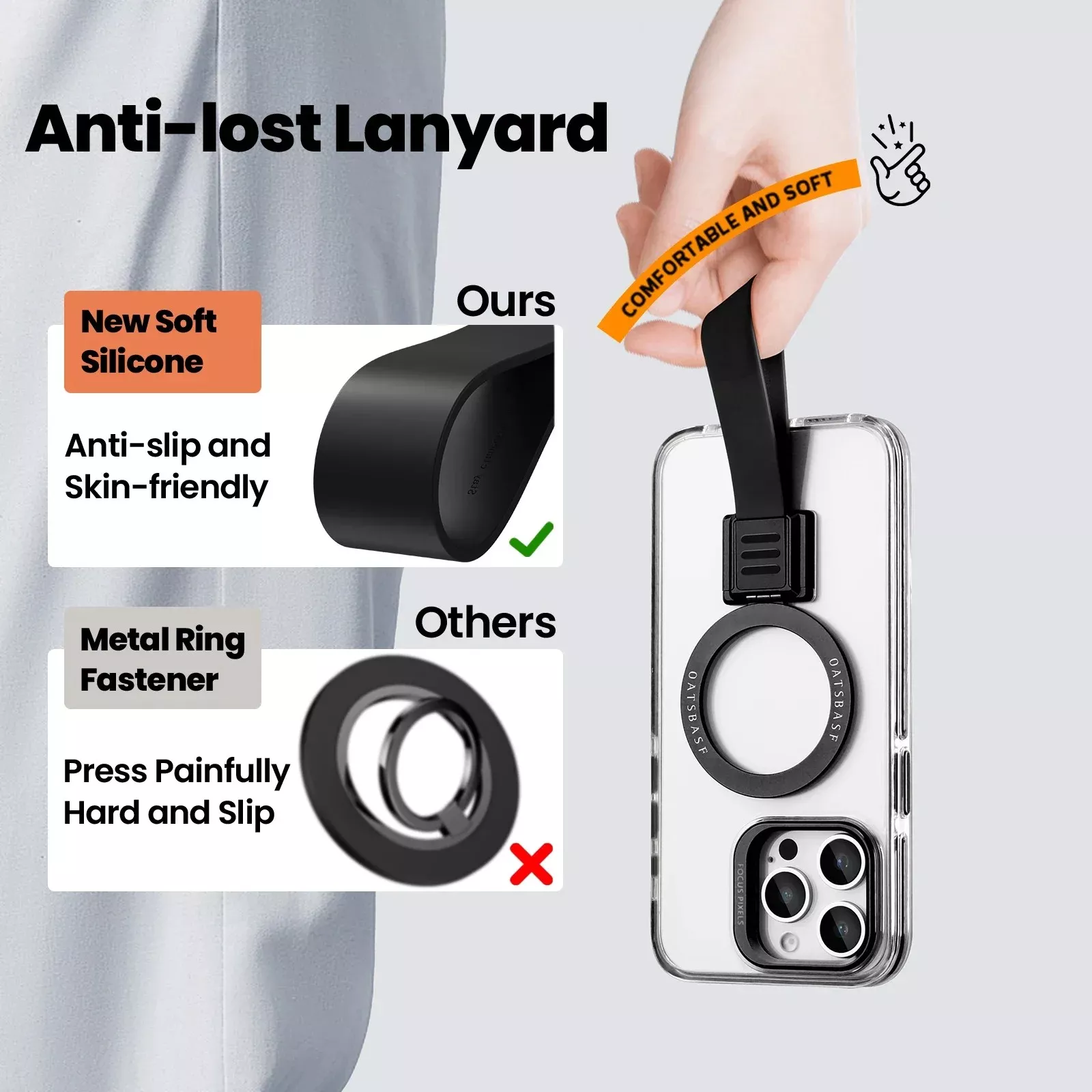 Magnetic iPhone Case with 360° Rotatable Ring Stand & Removable Lanyard - Image 6