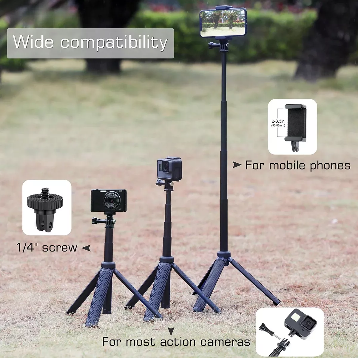 Extendable 8.5-34 Inch Tripod Stand for Action Cameras - Image 4
