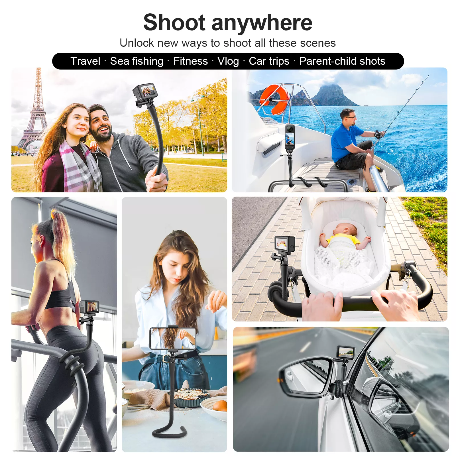 Flexible Selfie Stick Tripod with 360° Adjustment for Cameras & Smartphones - Image 3