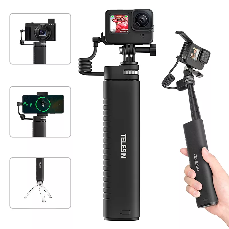 Selfie Stick with Fast Charging Power Bank, 35-Inch Extendable Pole, 1/4 Inch Screw - Image 7