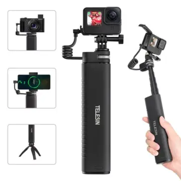 Selfie Stick with Fast Charging Power Bank, 35-Inch Extendable Pole, 1/4 Inch Screw