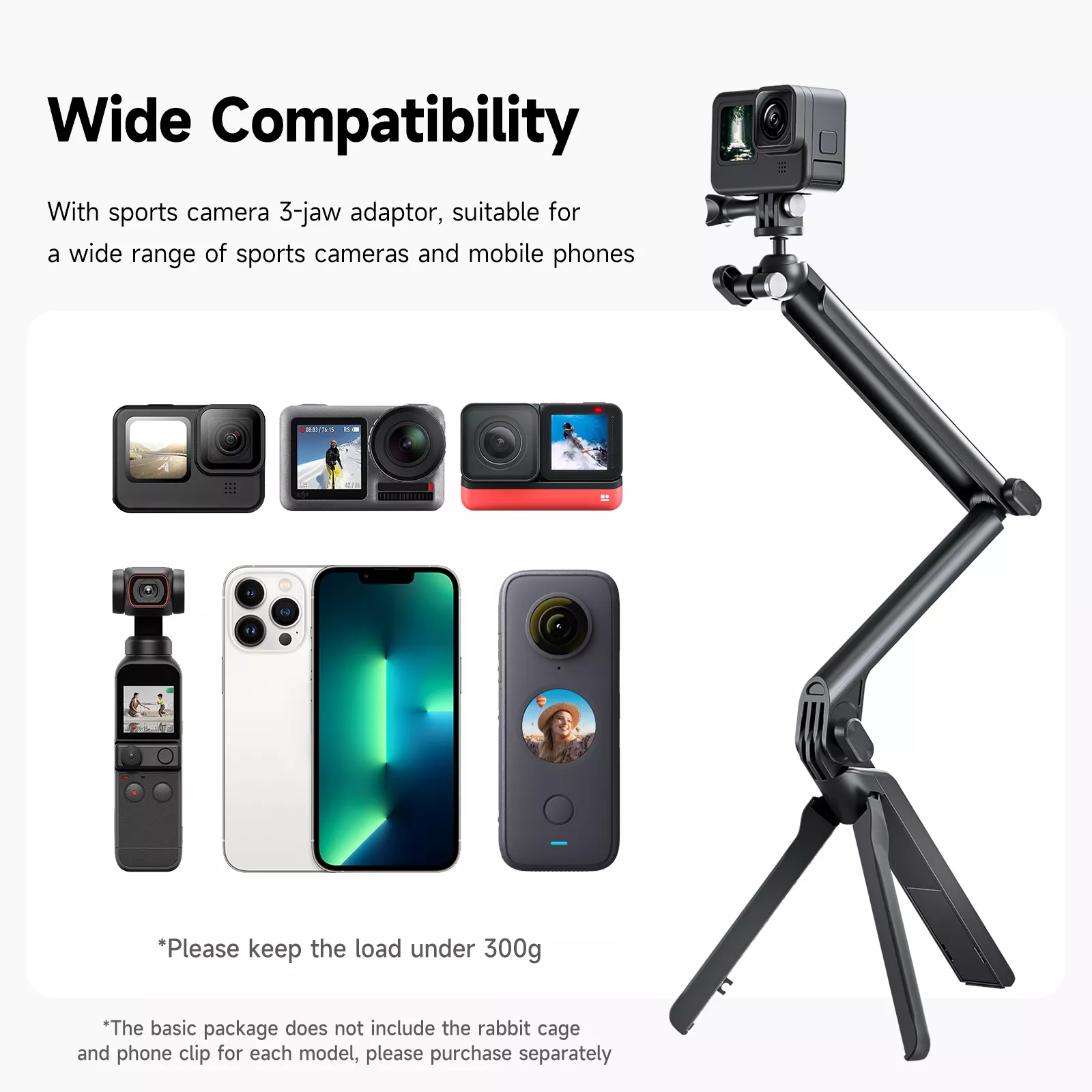 4-in-1 Selfie Stick with Tripod, Adjustable Hand Grip & 360° Rotation for Cameras & Phones - Image 4