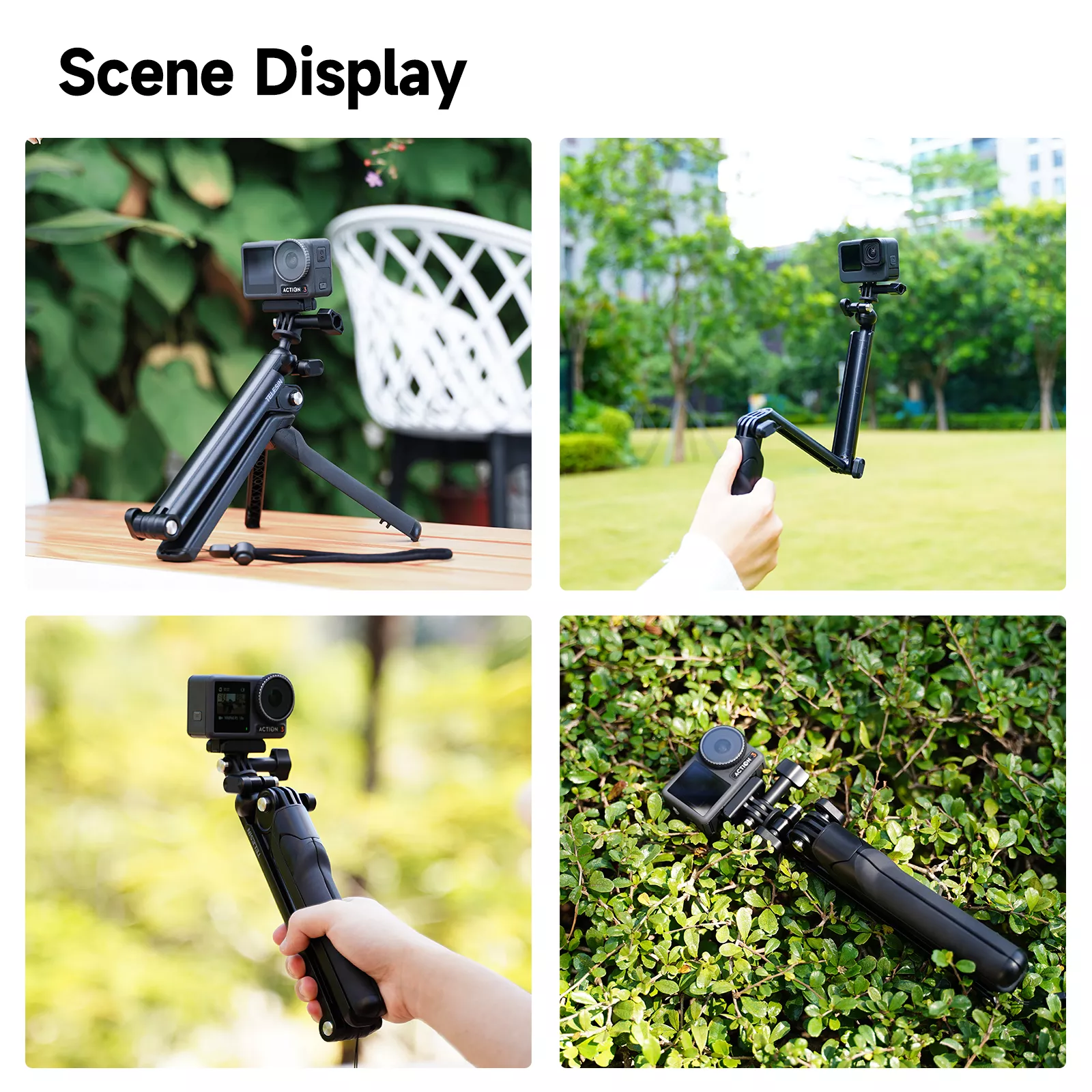 4-in-1 Selfie Stick with Tripod, Adjustable Hand Grip & 360° Rotation for Cameras & Phones - Image 5