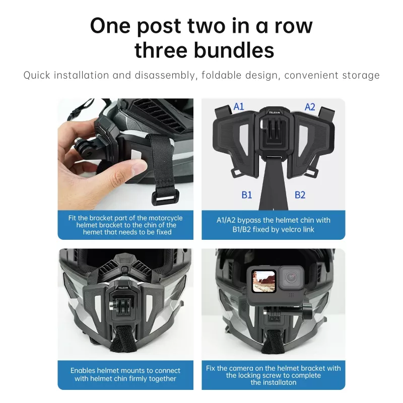 Foldable Motorcycle Helmet Mount for GoPro, DJI, and Insta360 Cameras - Image 3