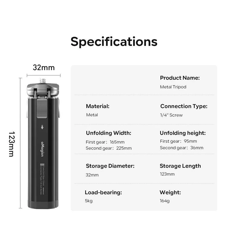 Lightweight Aluminum Tripod with 1/4 Screw for Action Cameras - Image 5