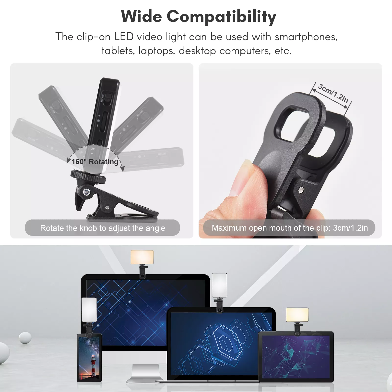 Pocket Clip-On LED Video Light with Adjustable Brightness and Color Temperature - Image 6