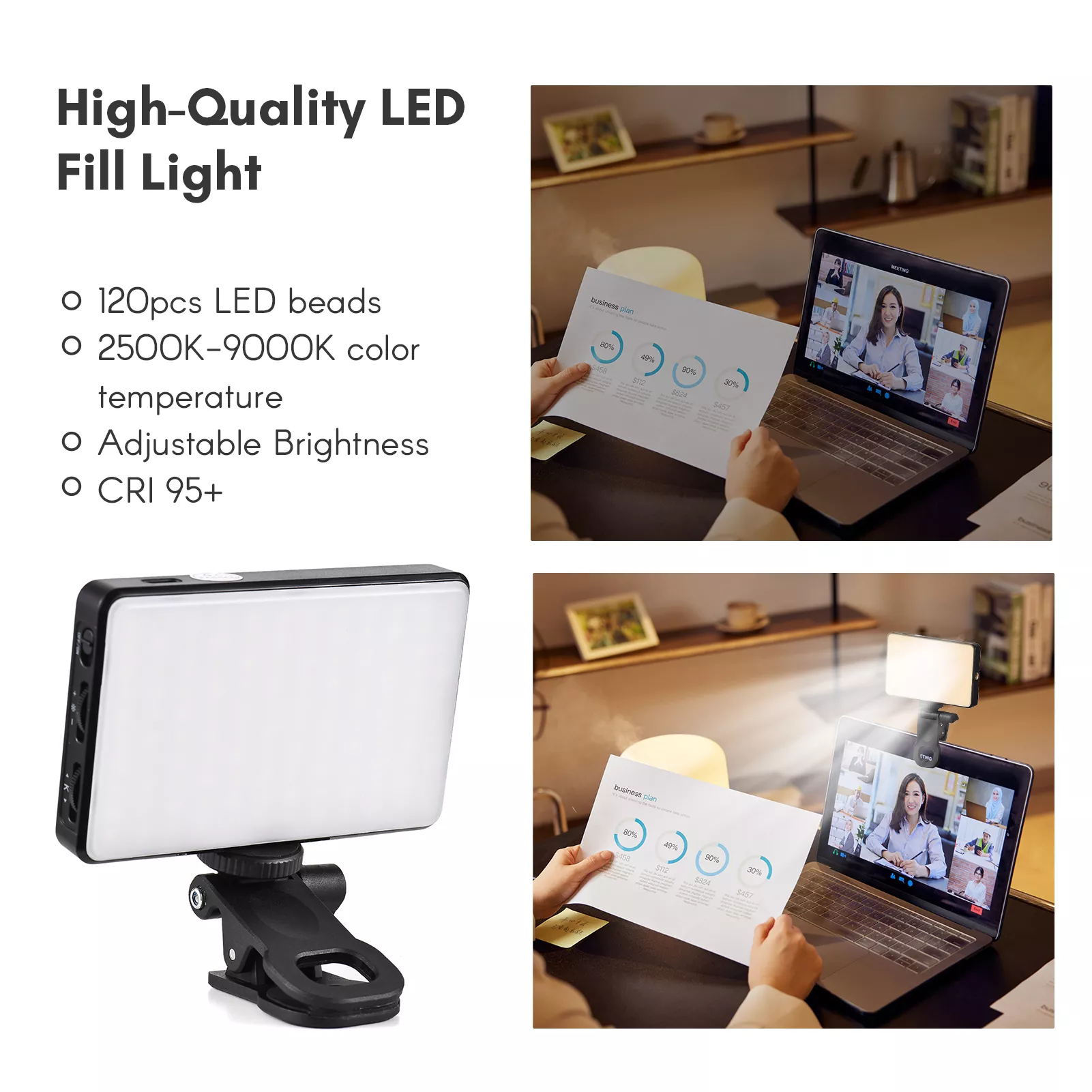 Pocket Clip-On LED Video Light with Adjustable Brightness and Color Temperature - Image 4