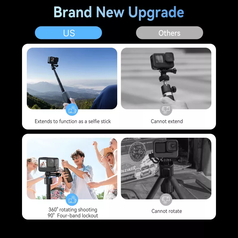 Rechargeable Selfie Stick Tripod with Remote for GoPro Hero - Image 3