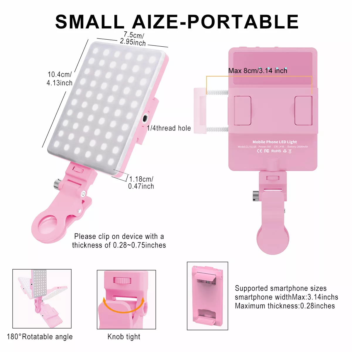 Portable Bi-Color Selfie and Video Conference Light with Clip - Image 8