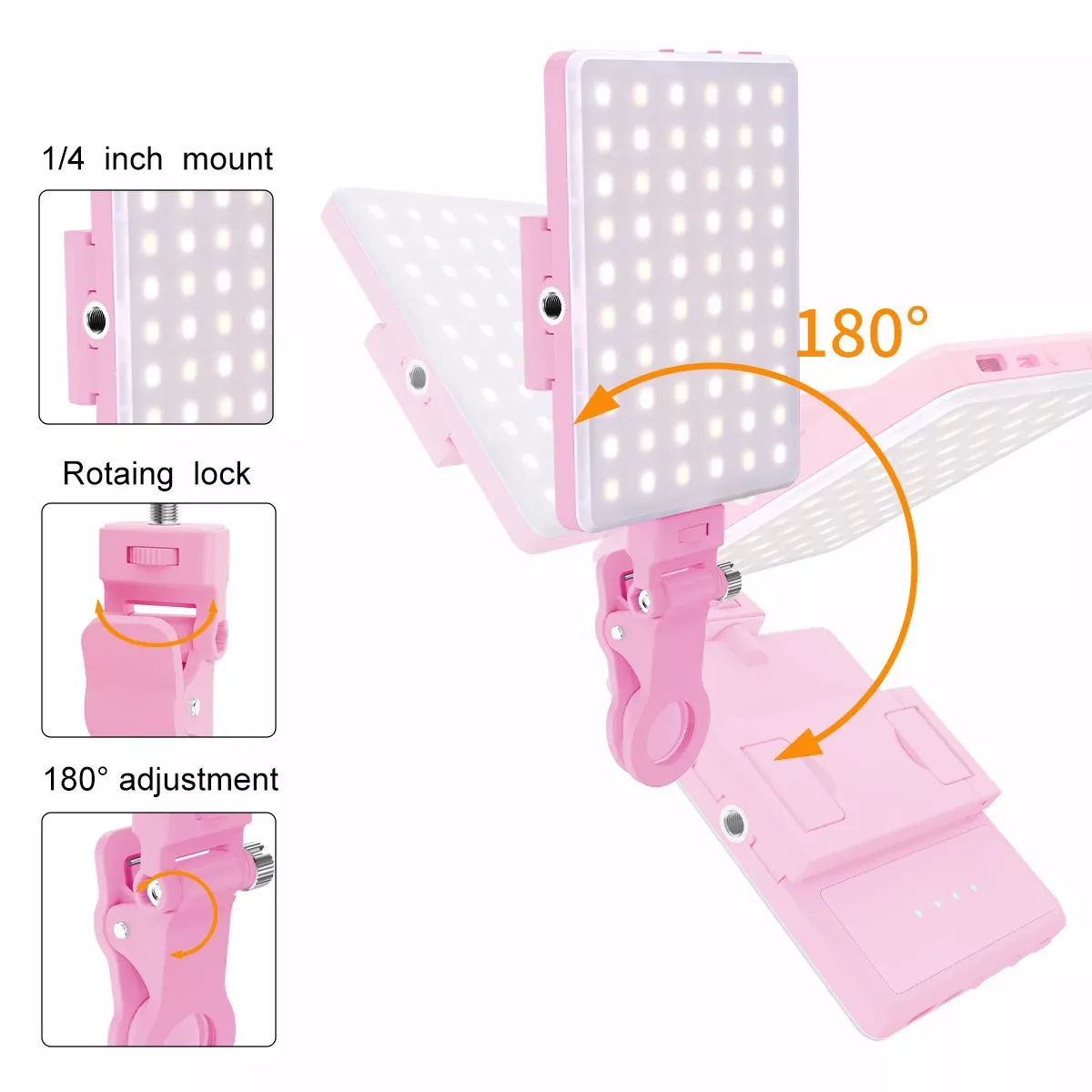 Portable Bi-Color Selfie and Video Conference Light with Clip - Image 4