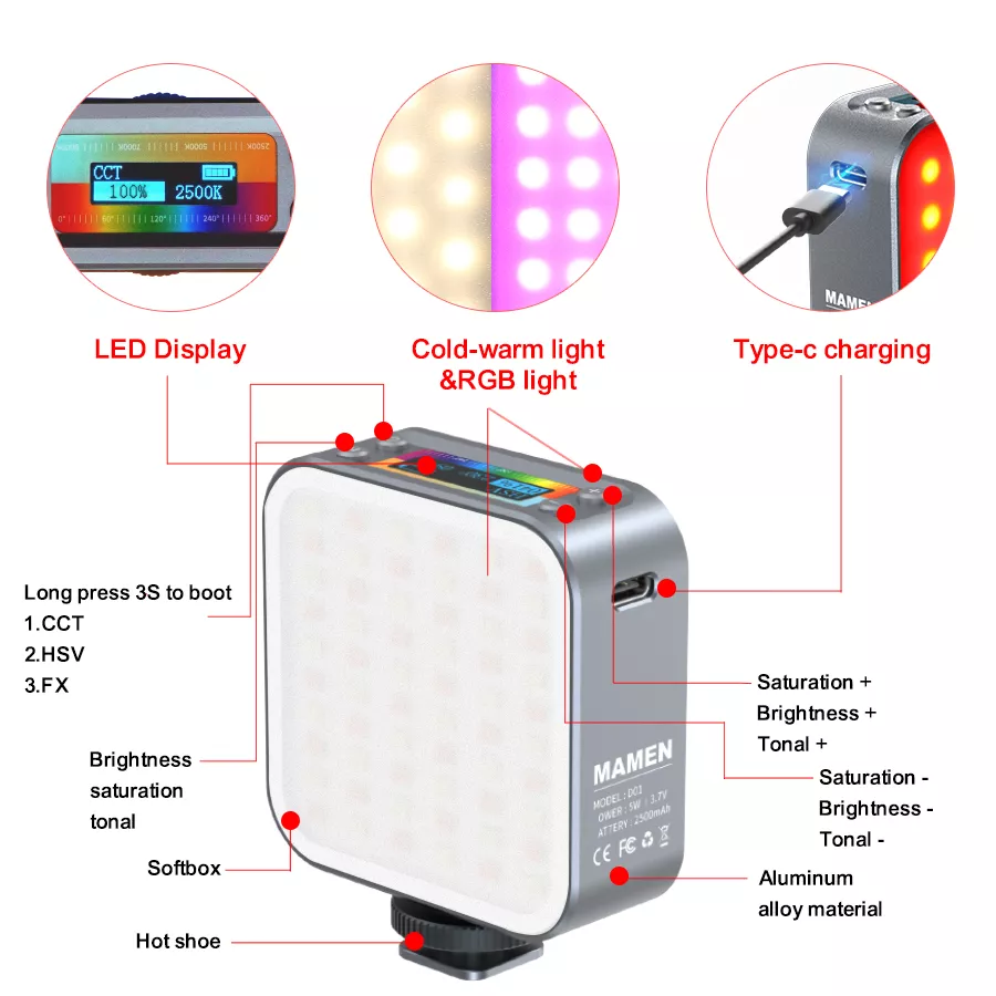Mini Rechargeable RGB Panel Lamp for Photography - Image 7